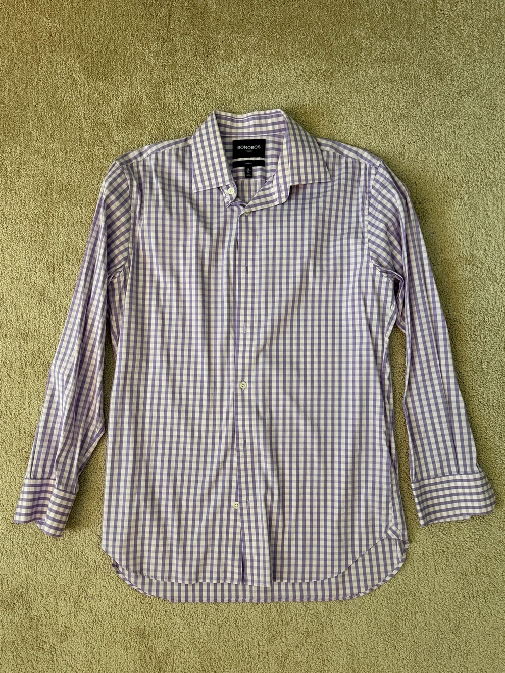 Bonobos Lavender and White Gingham Dress Shirt